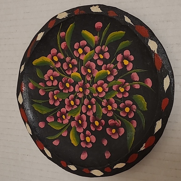 Vintage Mexican Hand Painted Floral Wooden Plate - Picture 16 of 16